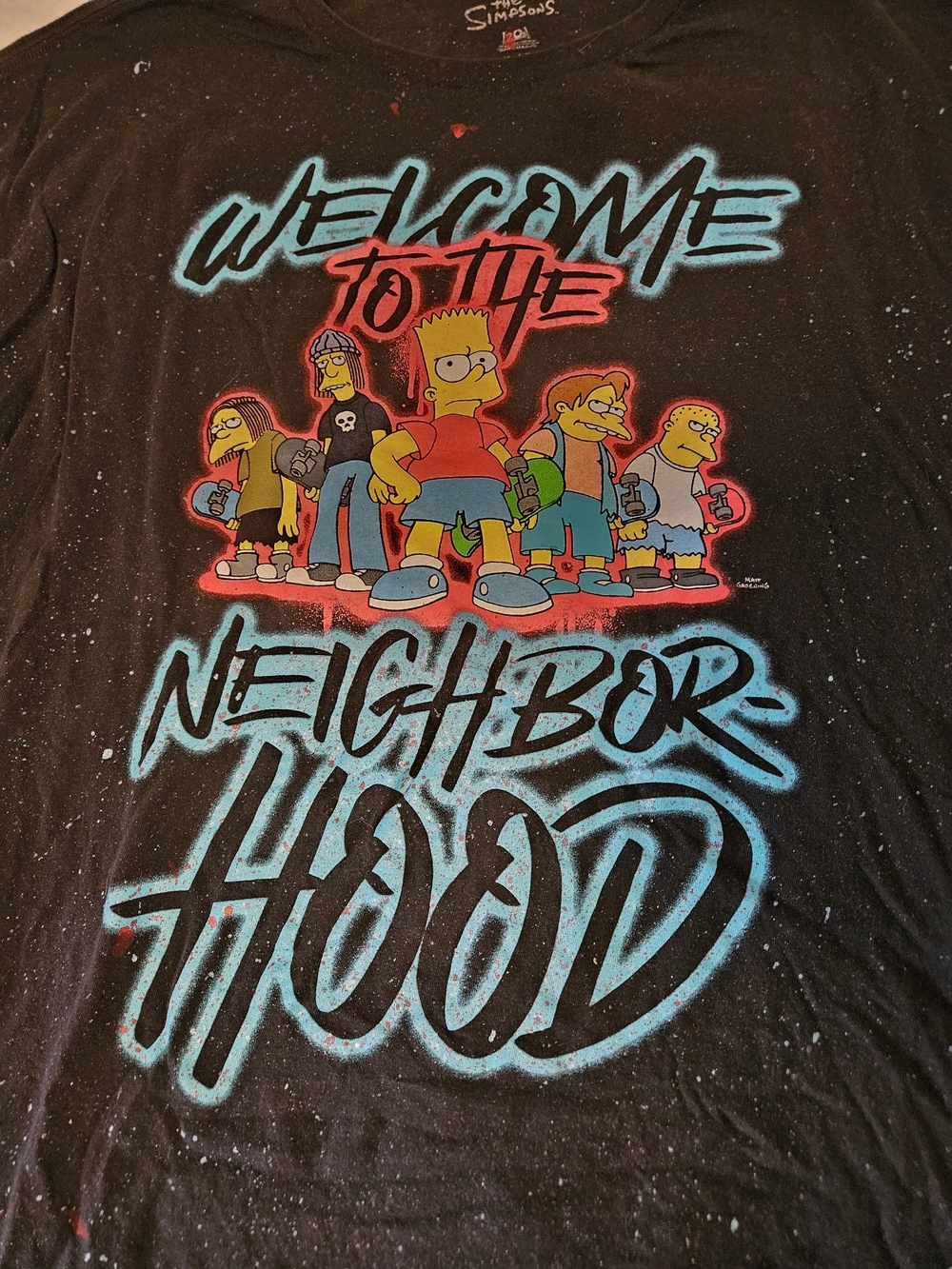The Simpsons Welcome To The Neighborhood  Black Graphic Tshirt NWT Size 3XL